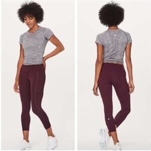 Lululemon Extra Mile Crop Reflective in Garnet.